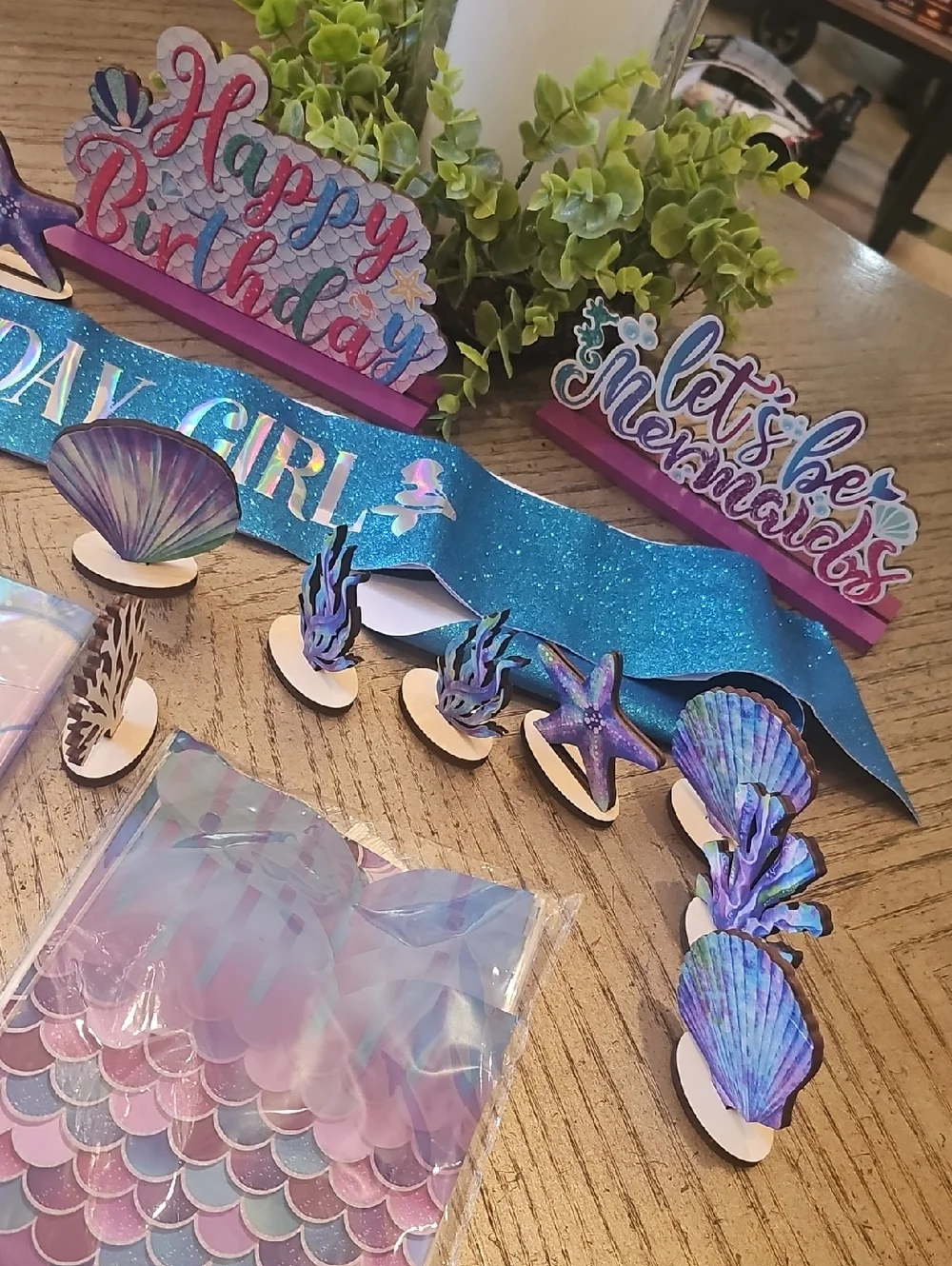 Mermaid Birthday Party Decorations Set - Blue Purple Iridescent